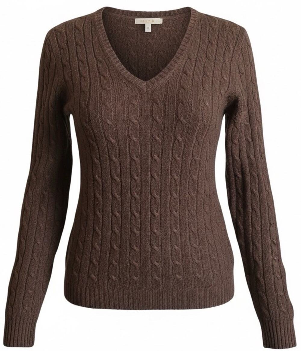 Vtg J Crew Cable Knit Angora Wool Cashmere Sweater Brown Women S Y2K Preppy